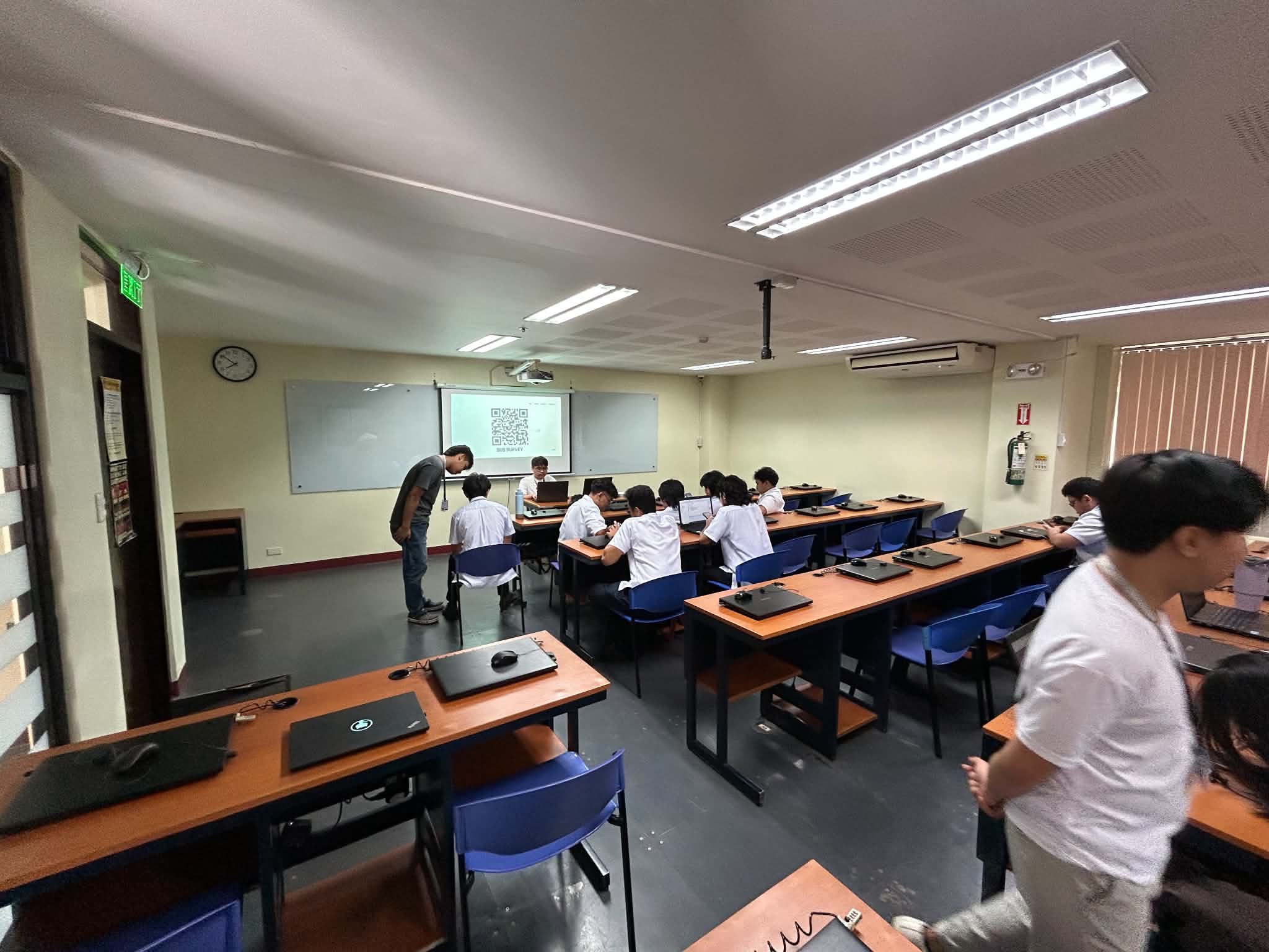 Students participating in a classroom ClearTrack testing session