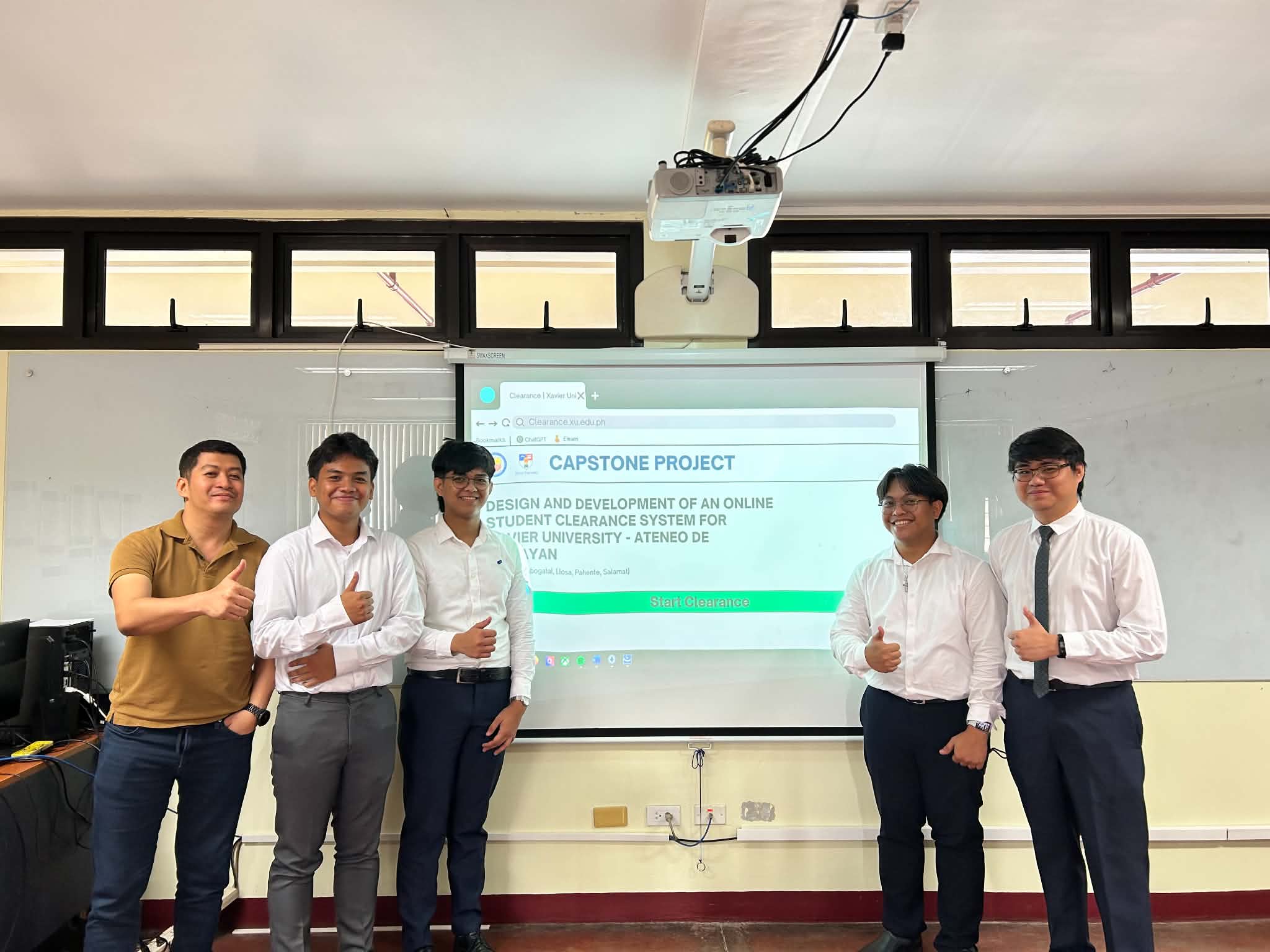 ClearTrack capstone team after presenting the student clearance system